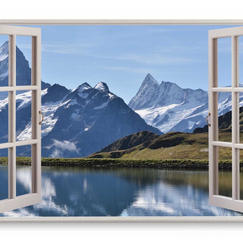 Wandbild 120x80cm Fensterbild Schweiz Bergsee Alpen Berge Natur See