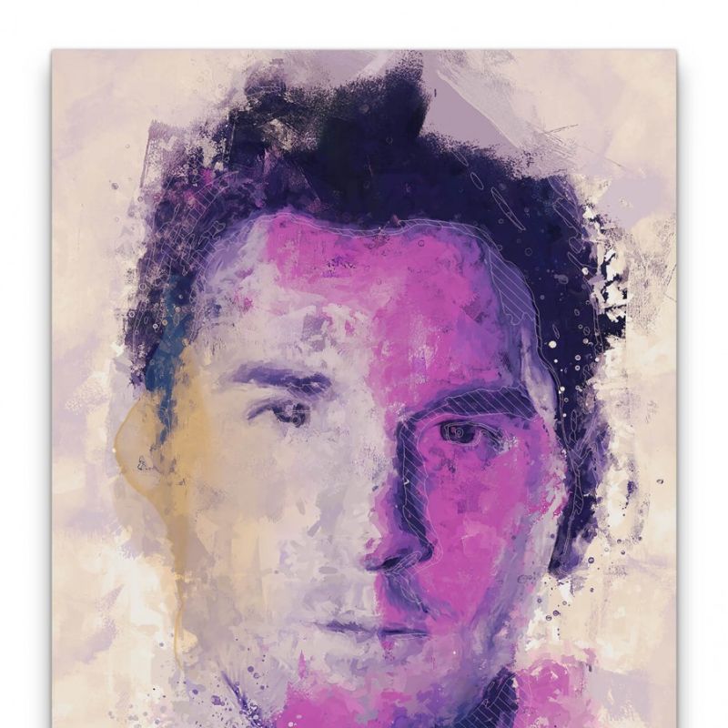 Lionel Messi Porträt Abstrakt Kunst Fußballstar Fußballer 60x90cm Leinwandbild