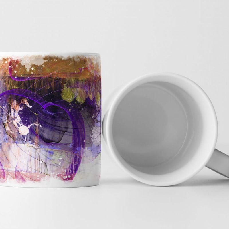 Tasse Geschenk bordeauxviolett, Wellenmuster, unruhig