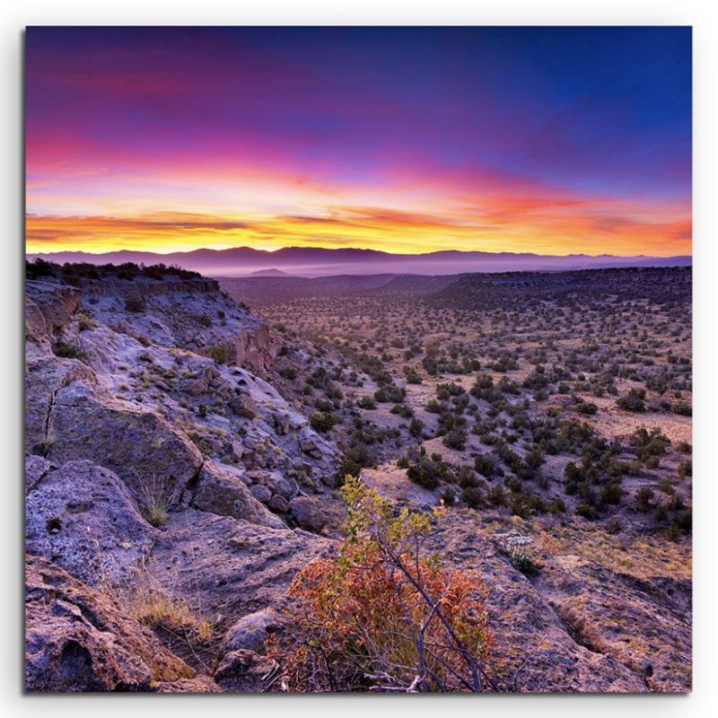 Landschaftsfotografie – Sonnenaufgang,  Bandelier National Monument auf Leinwand