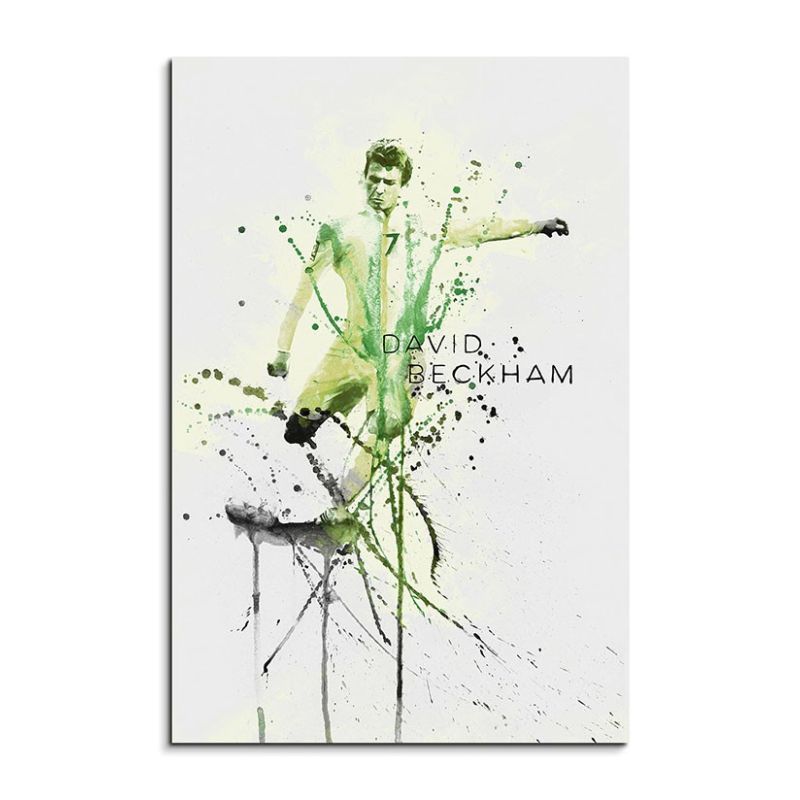 David Beckham 90x60cm Keilrahmenbild Kunstbild  Aquarell Art Wandbild auf Leinwand fertig gerahmt Or