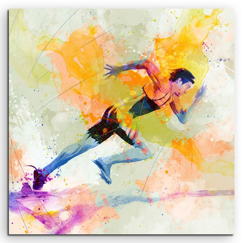 Running VI 60x60cm Aquarell Art Leinwandbild