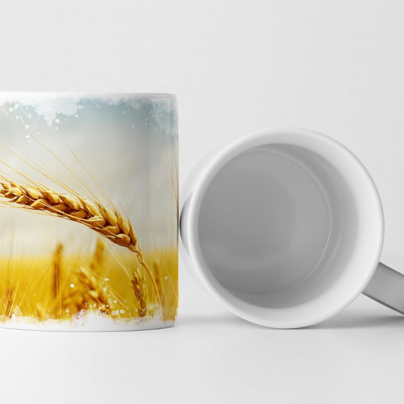 Tasse Geschenk Landschaftsfotografie – Goldene Ähren mit Wolkenhimmel