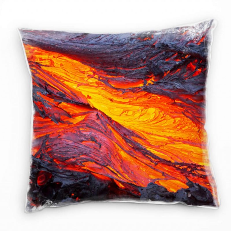 Macro, Lava, Vulkan, rot, orange, grau Deko Kissen 40x40cm für Couch Sofa Lounge Zierkissen