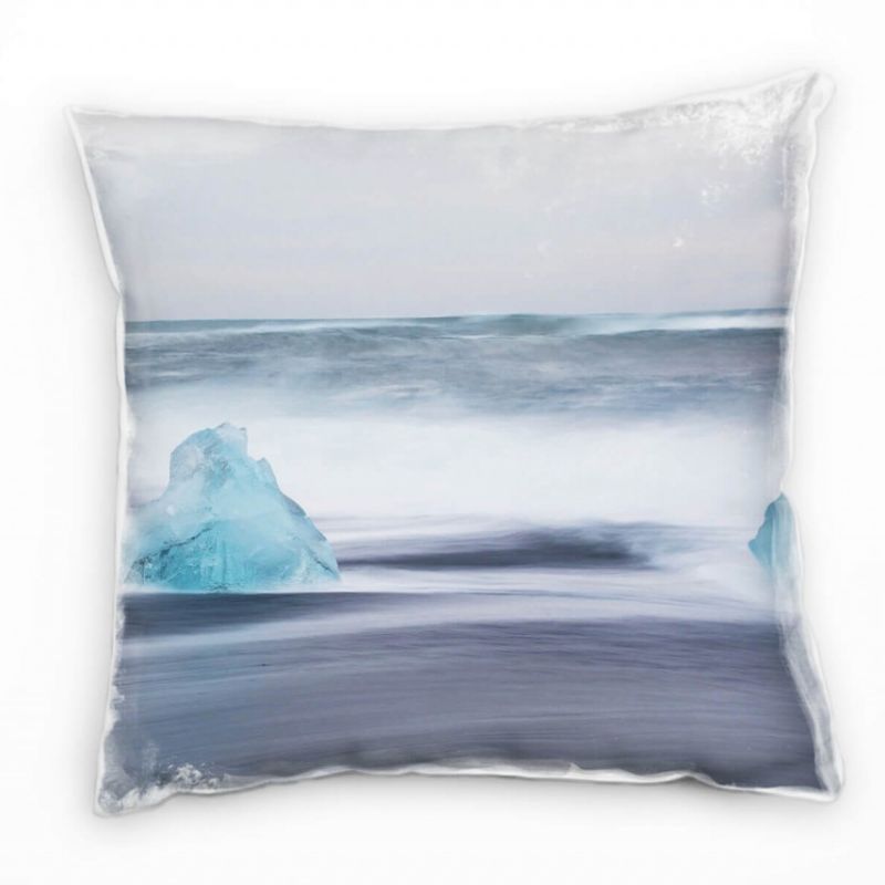 Meer, Eisberge, Wellen, grau, blau Deko Kissen 40x40cm für Couch Sofa Lounge Zierkissen