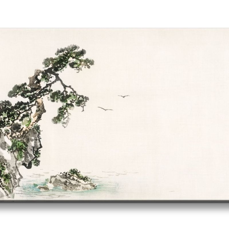 Remaster 120x60cm Traditionelle japanische Kunst Zeitlos Beruhigend Harmonie Baum Klippe