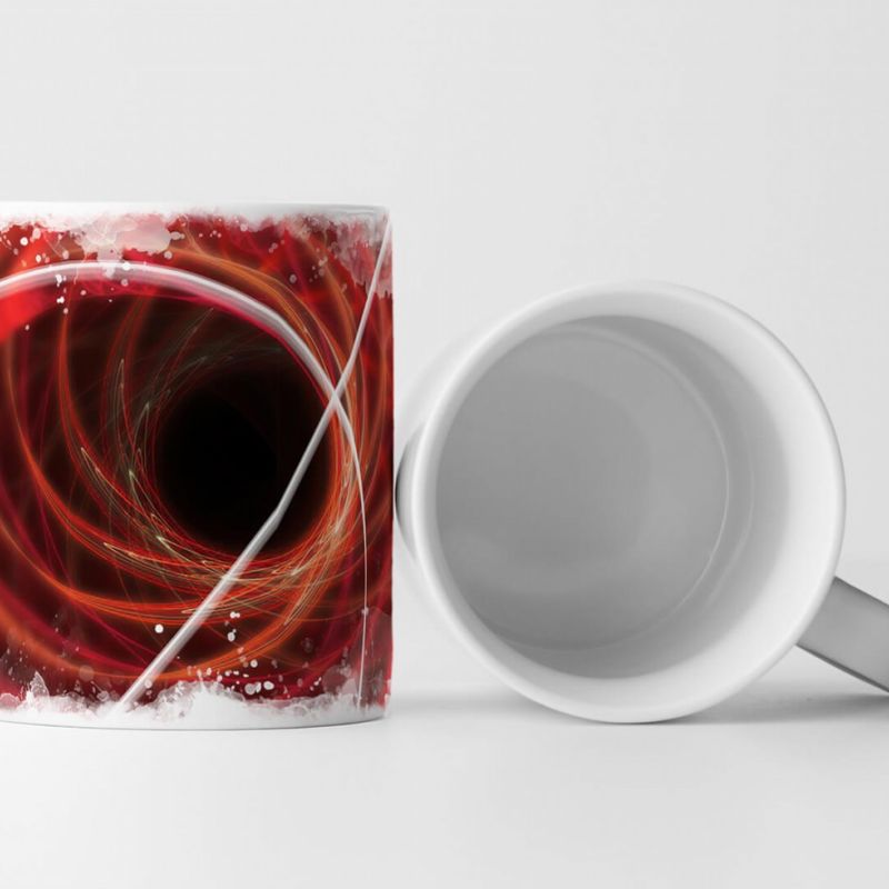 Tasse Geschenk rote Lichtkreise + dunkler Untergrund