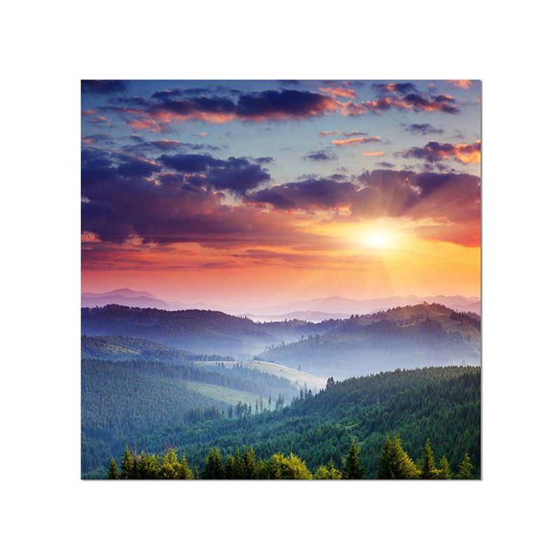 80x80cm – WANDBILD  Landschaft Berge Wiese Abendsonne ‘