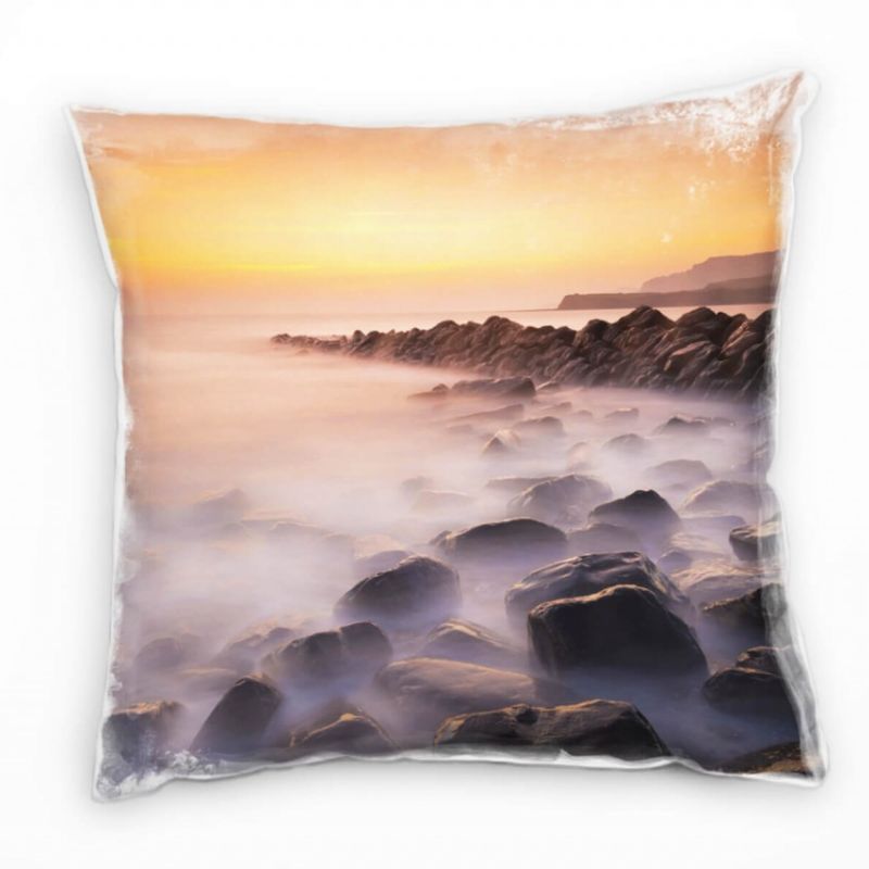 Strand und Meer, Sonnenuntergang, Dunst, grau Deko Kissen 40x40cm für Couch Sofa Lounge Zierkissen