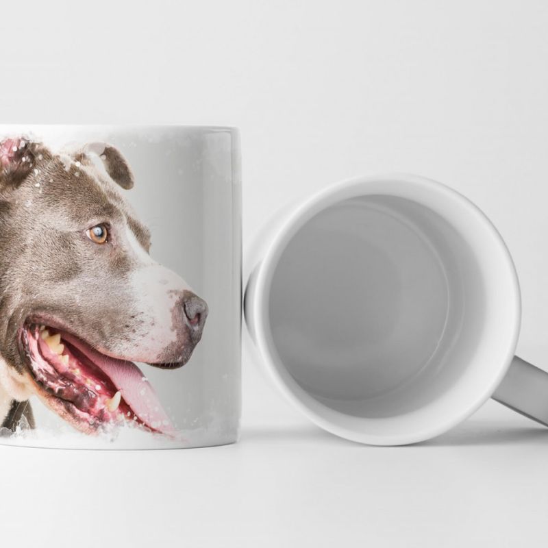 Tasse Geschenk Tierfotografie  – Hund vor hellgrauem Hintergrund