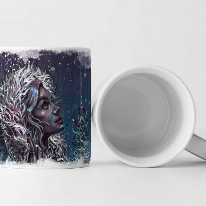 Tasse Geschenk Mädchen mit Christbaumzweig – Weihnachtsgemälde