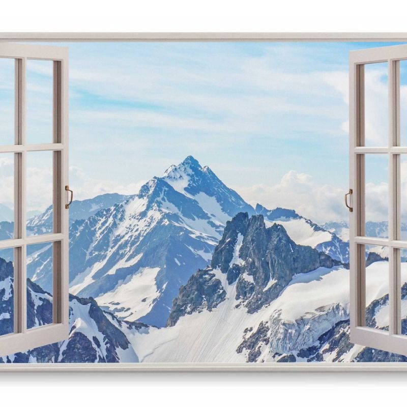 Wandbild 120x80cm Fensterbild Himalaya Gebirge Schneegipfel Gipfel Blau