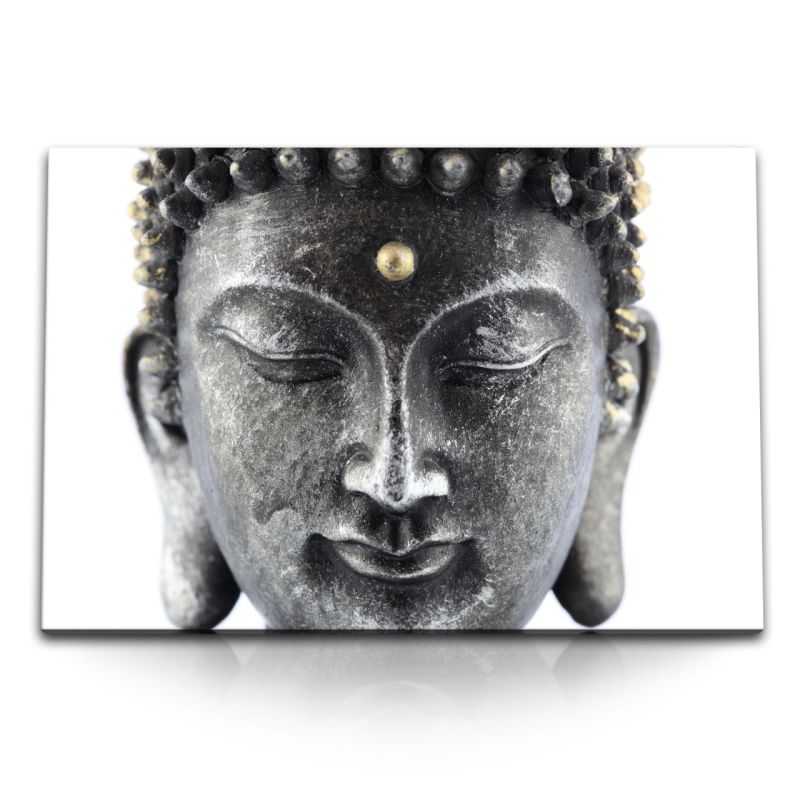 120x80cm Wandbild auf Leinwand Buddhastatue Buddha Buddhismus Buddhakopf Meditation