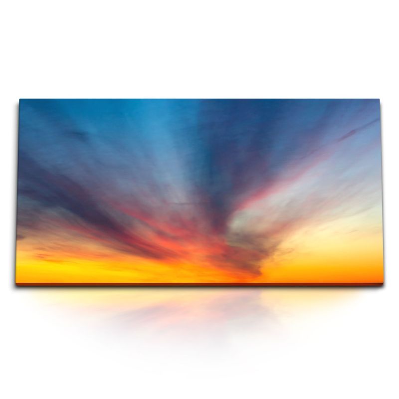 Kunstdruck Bilder 120x60cm Himmel Abendrot Wolken Sonnenuntergang