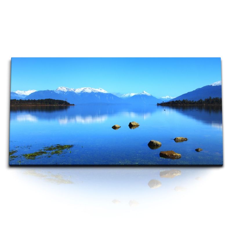 Kunstdruck Bilder 120x60cm Lake Te Anau See Neuseeland Natur Blau Berge