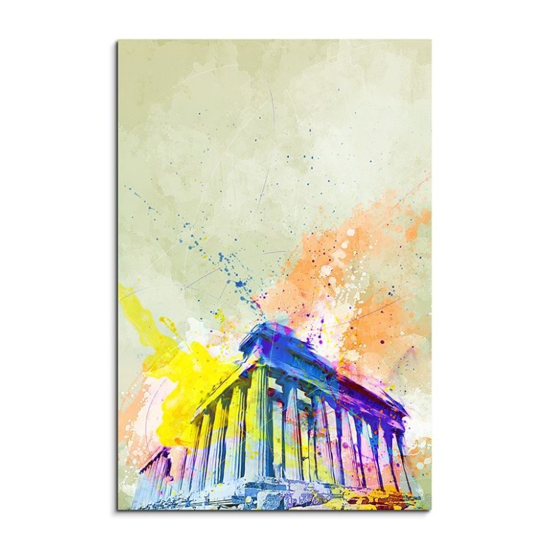 Akropolis 90x60cm Aquarell Art Leinwandbild