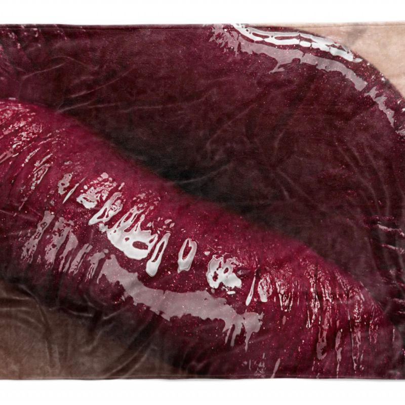 Handtuch Strandhandtuch Saunatuch Kuscheldecke  mit Fotomotiv Sexy Lippen Rot Li