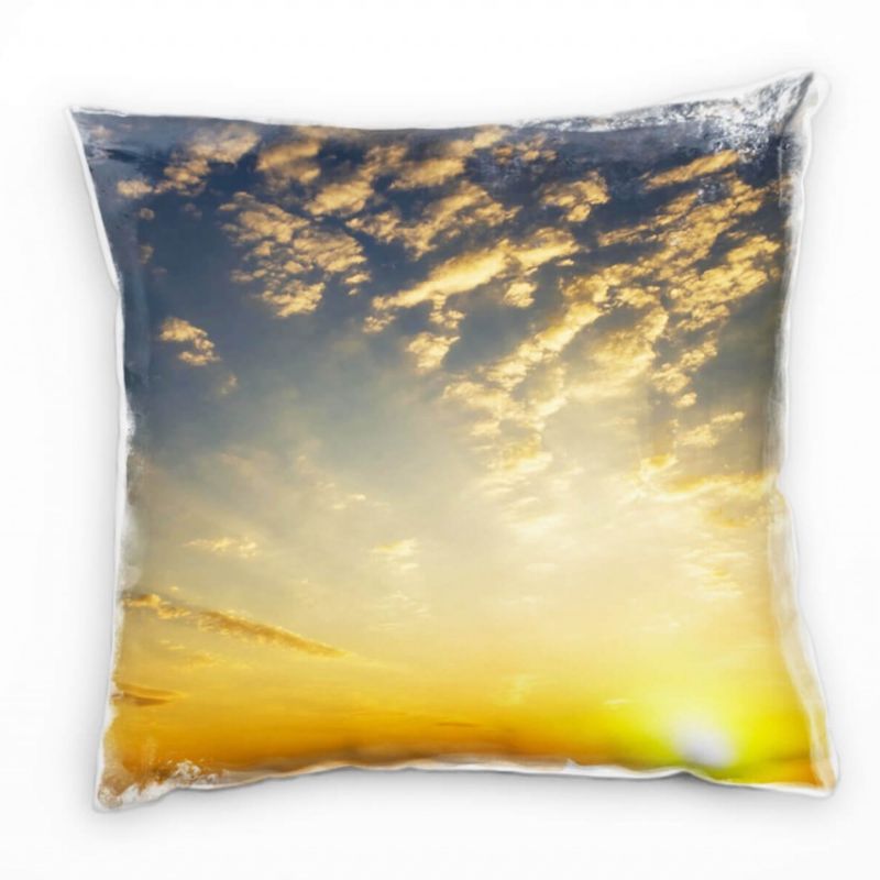 Natur, blau, gelb, Sonnenaufgang, Himmel Deko Kissen 40x40cm für Couch Sofa Lounge Zierkissen