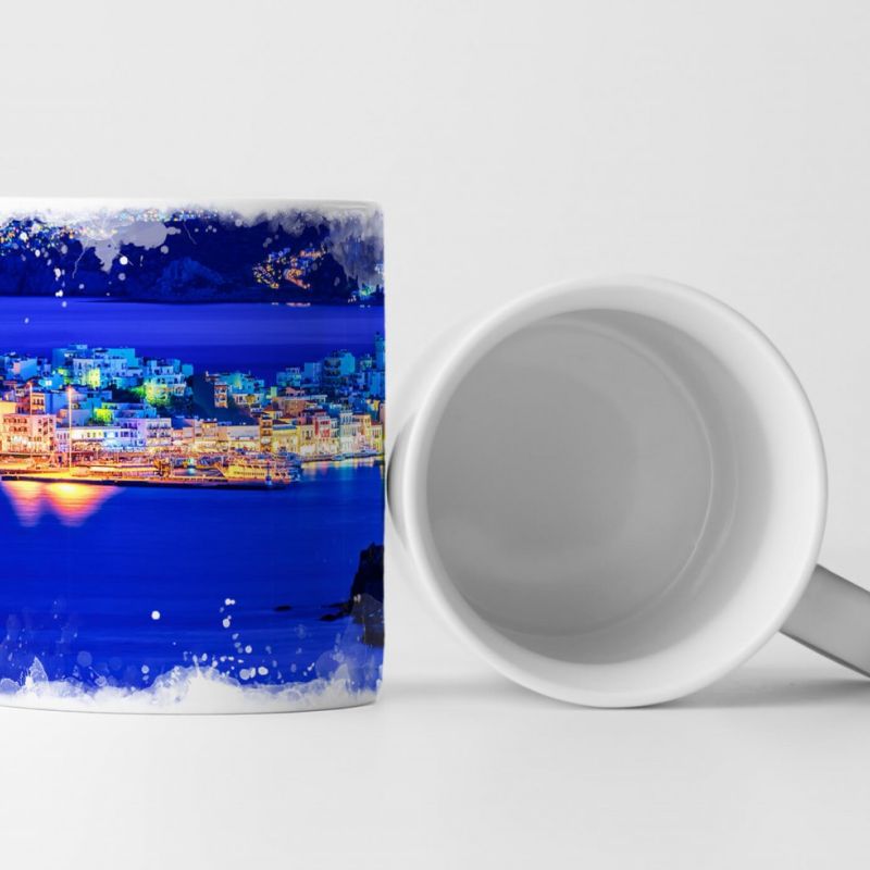 Tasse Geschenk Fotografie – Skyline von Nikolaos bei Nacht