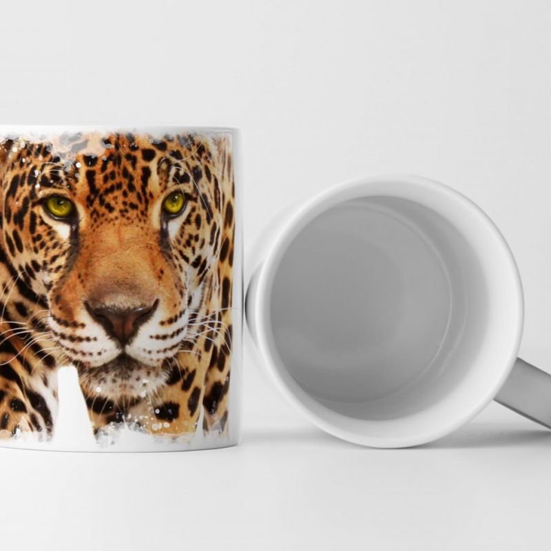 Tasse Geschenk Tierfotografie – Leopard vor weißem Hintergrund