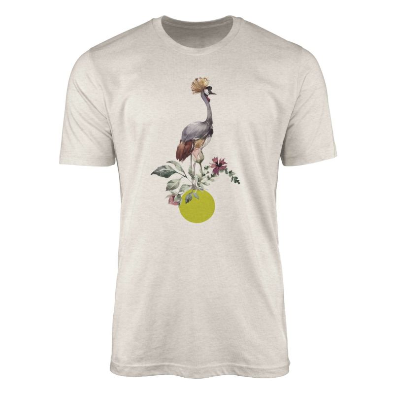 Herren Shirt Organic T-Shirt  Aquarell Motiv Kranich Bio-Baumwolle Ökomode Nachhaltig Farbe