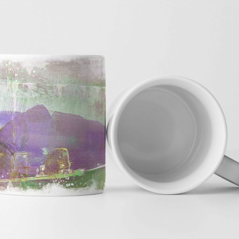 Tasse Geschenk orchideen farbige, blassgrüne Abstraktion, gelbe Elemente