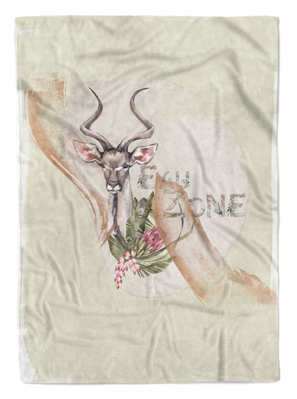 Handtuch Strandhandtuch Saunatuch Kuscheldecke  Antilope Safari Blumen