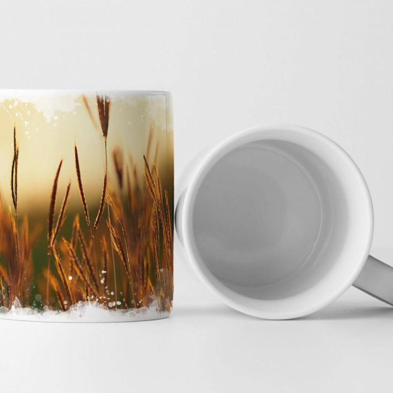 Tasse Geschenk Naturfotografie – Grasblüten in der Abenddämmerung