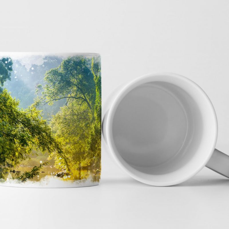 Tasse Geschenk Naturfotografie – großartige Landschaft mit Wald und Fluss