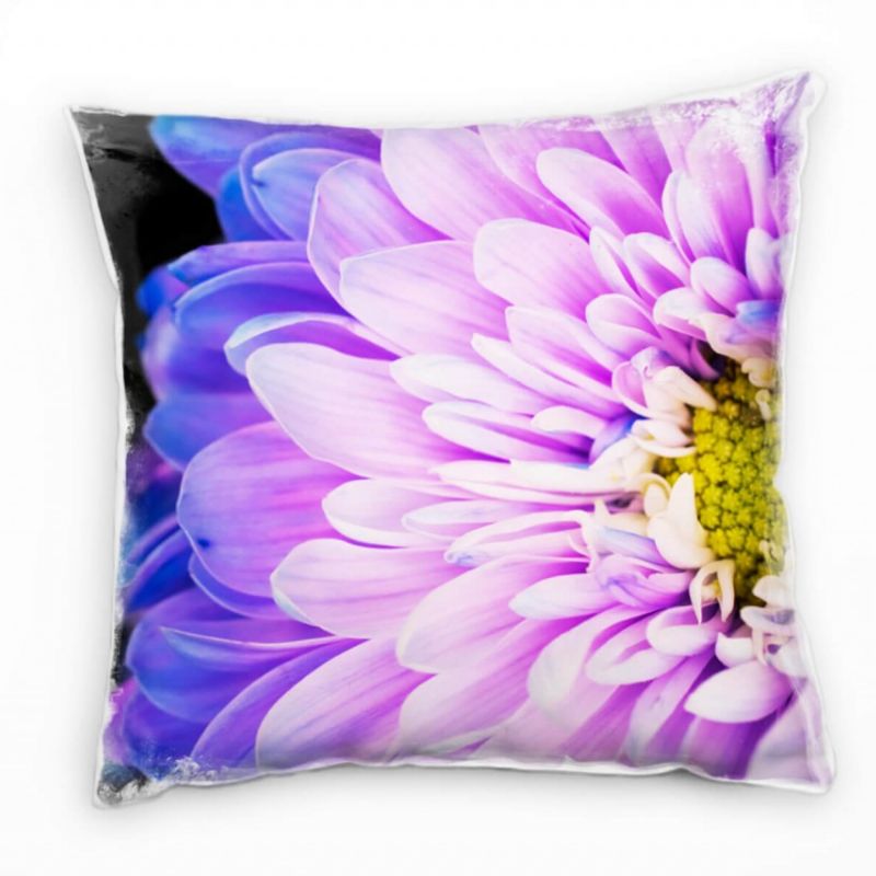 Macro, Blumen, Blüte, lila, blau, gelb Deko Kissen 40x40cm für Couch Sofa Lounge Zierkissen