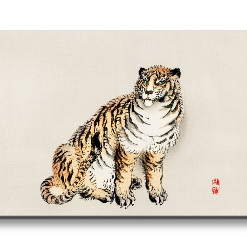 Remaster 120x60cm Traditionelle japanische Kunst Zeitlos Feng Shui Harmonie Tiger Kraft