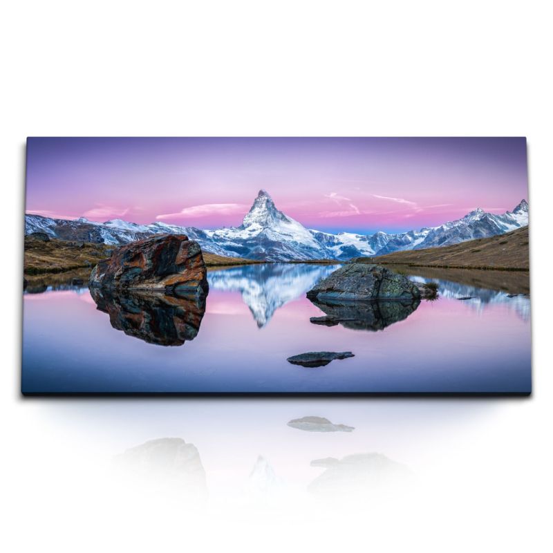 Kunstdruck Bilder 120x60cm Stellisee Matterhorn Alpen Alpensee Bergsee Schweiz