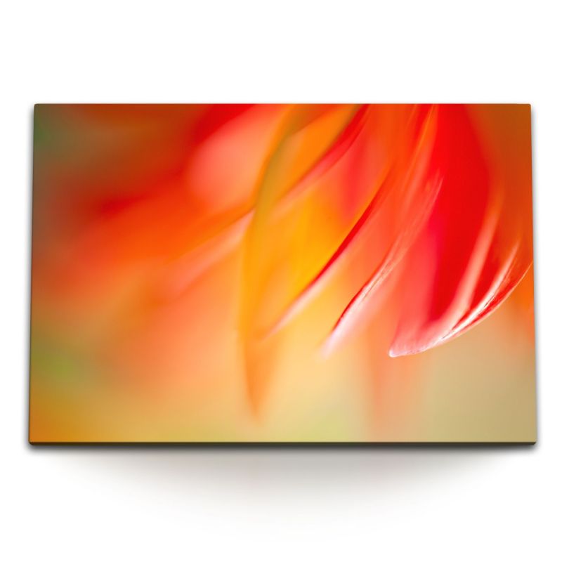 120x80cm Wandbild auf Leinwand Makrofotografie Blüte Blume Rot Orange Kunstvoll