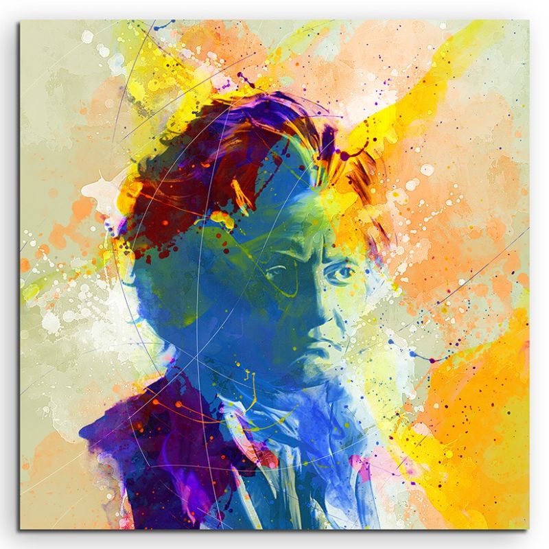 Beethoven 60x60cm Aquarell Art Leinwandbild