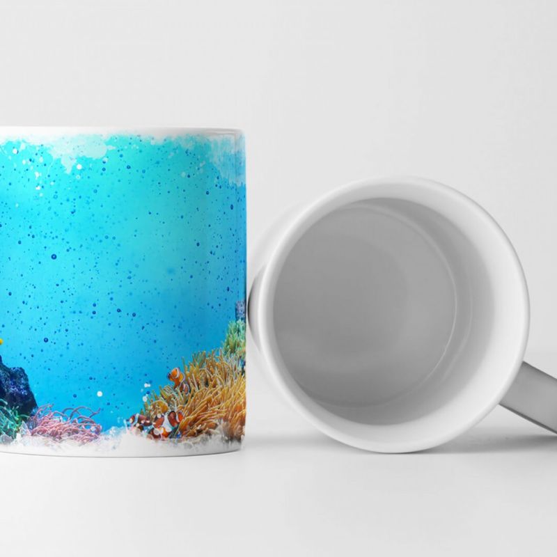 Tasse Geschenk Landschaftsfotografie – Buntes Korallenriff mit gelben Fischen