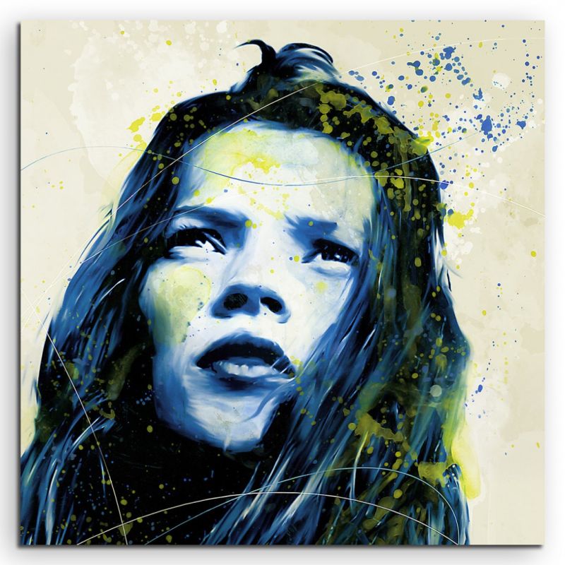 Kate Moss III Aqua 60x60cm Wandbild Aquarell Art