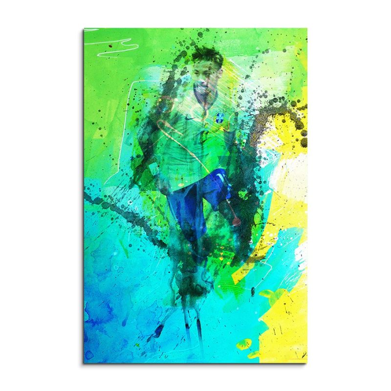 Neymar Brazil 90x60cm  Aquarell Art Leinwandbild