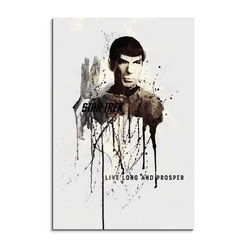 Spock 90x60cm Aquarell Art Wandbild auf Leinwand fertig gerahmt Original Sinus Art