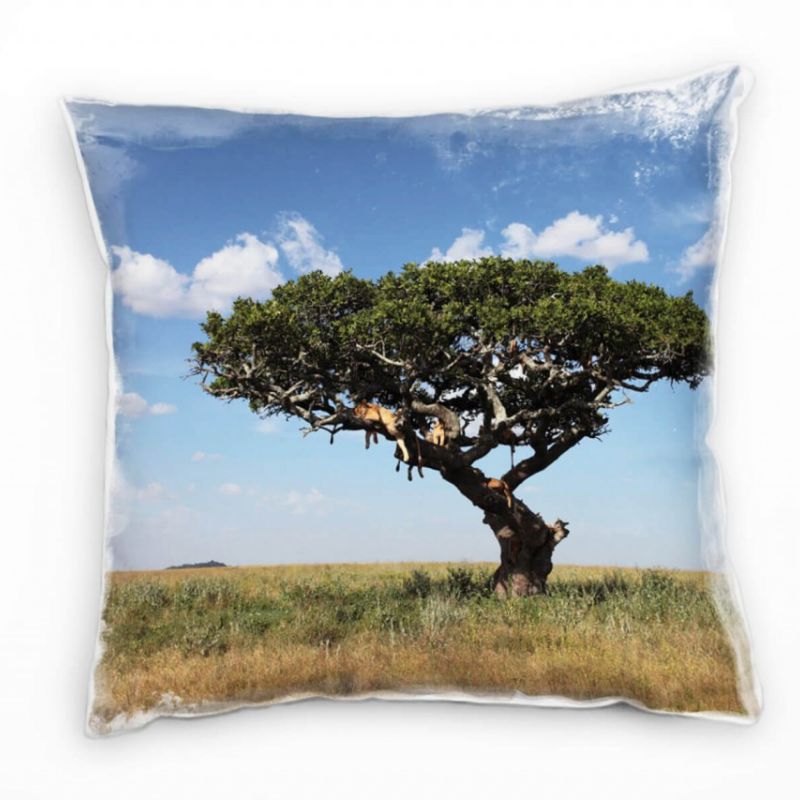 Landschaften, Baum,grüne Wiese, blauer Himmel Deko Kissen 40x40cm für Couch Sofa Lounge Zierkissen