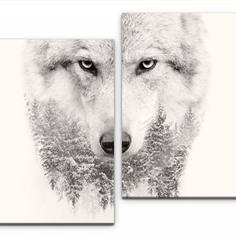 Wolf Portrait Wandbild in verschiedenen Größen