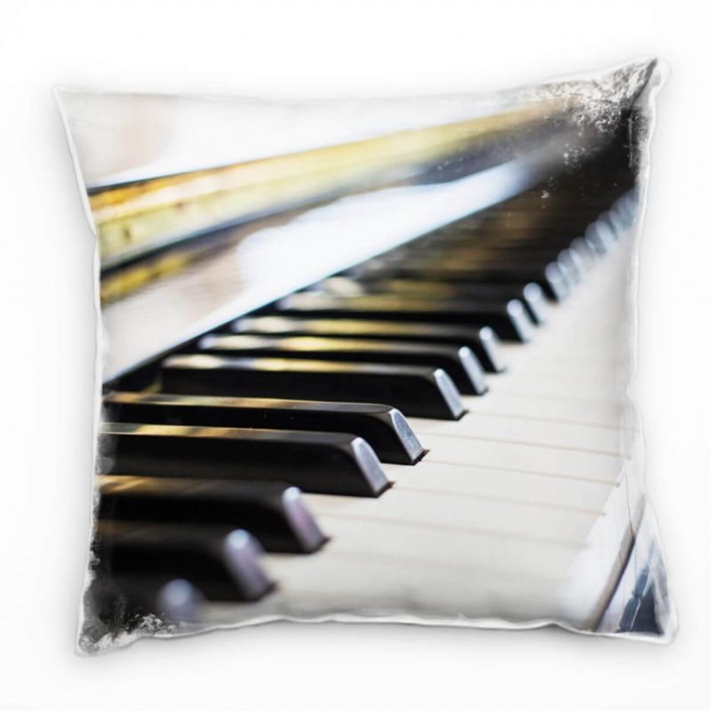 Macro, Klavier, Klaviertasten, Musik, schwarz, weiß Deko Kissen 40x40cm für Couch Sofa Lounge Zierki