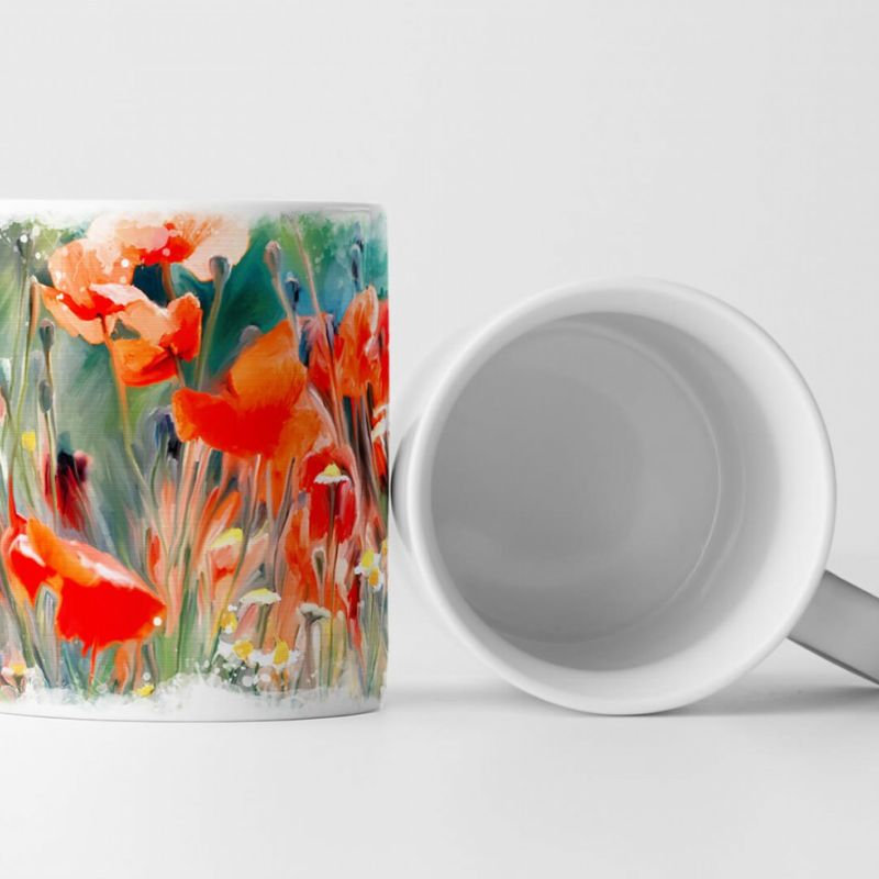 Tasse Geschenk Bild von roten Mohnblumen im Feld