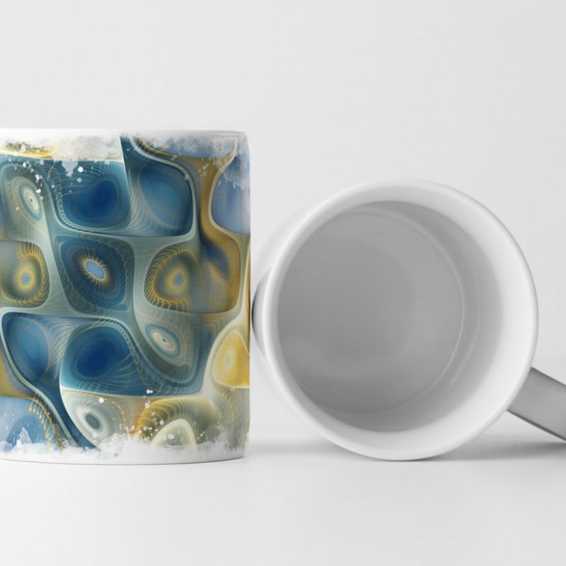 Tasse Geschenk Bild – abstrakte Wellen in gelb und blau