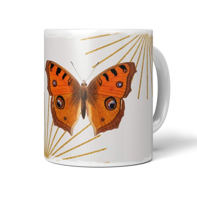 Dekorative Tasse mit schönem Motiv Schmetterling Vintage goldene Elemente Design