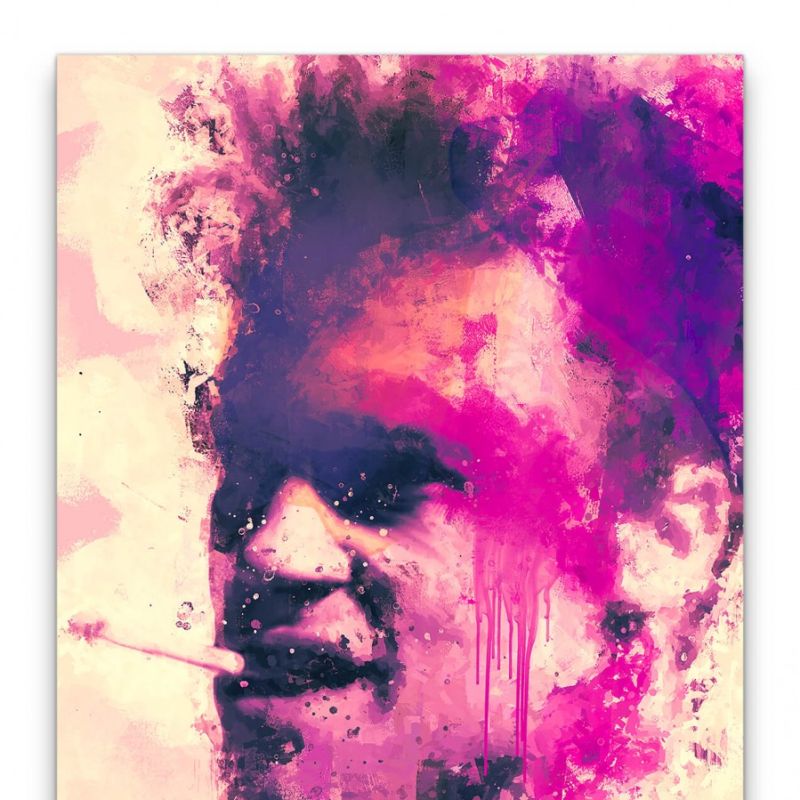 Fight Club Brad Pitt Porträt Abstrakt Kunst Kult Zigarette 60x90cm Leinwandbild