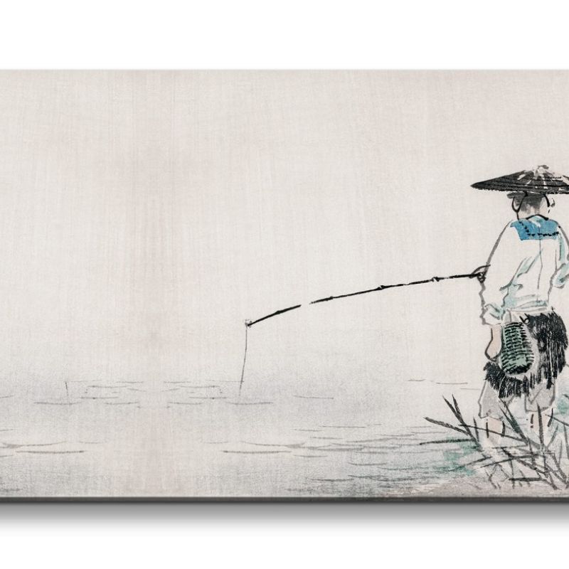 Remaster 120x60cm Traditionelle japanische Kunst Zeitlos Beruhigend Harmonie Dekorativ Angler See