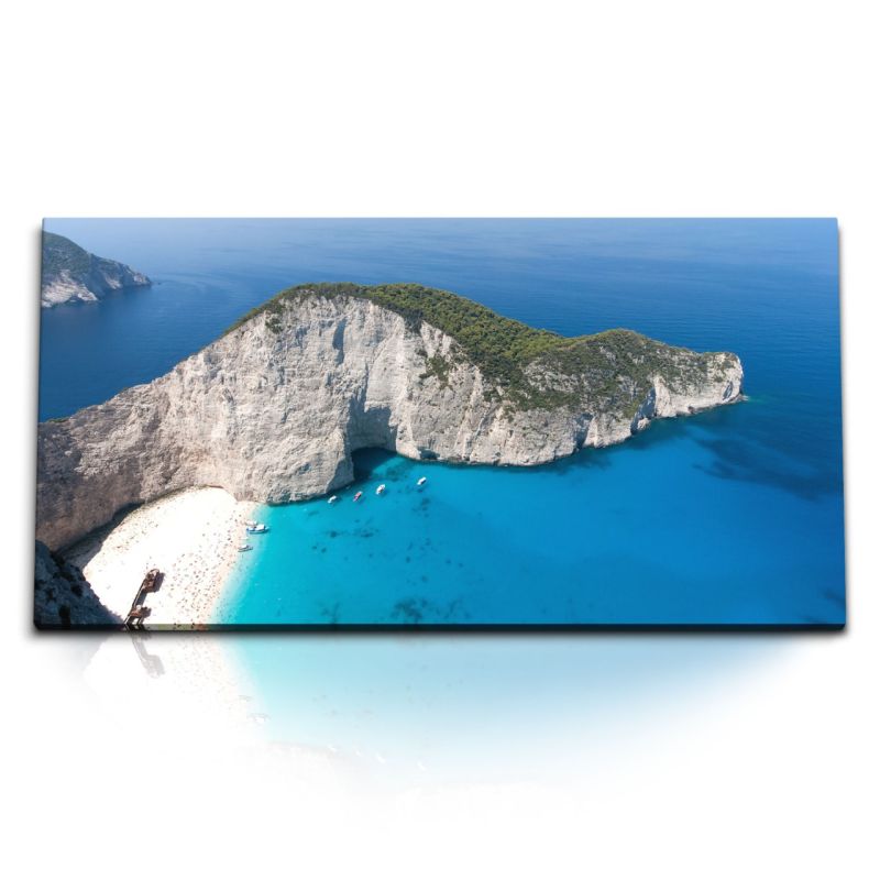 Kunstdruck Bilder 120x60cm Zakynthos Insel Griechenland Felsen Mittelmeer Strand