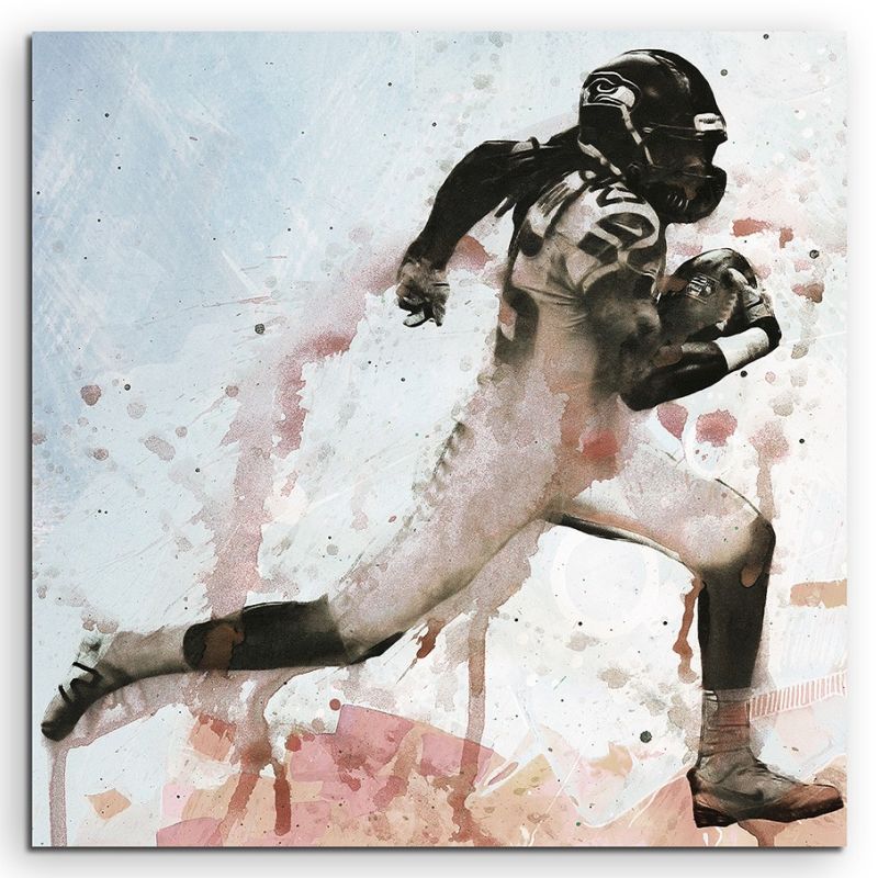 American Football 60x60cm  Aquarell Art Leinwandbild