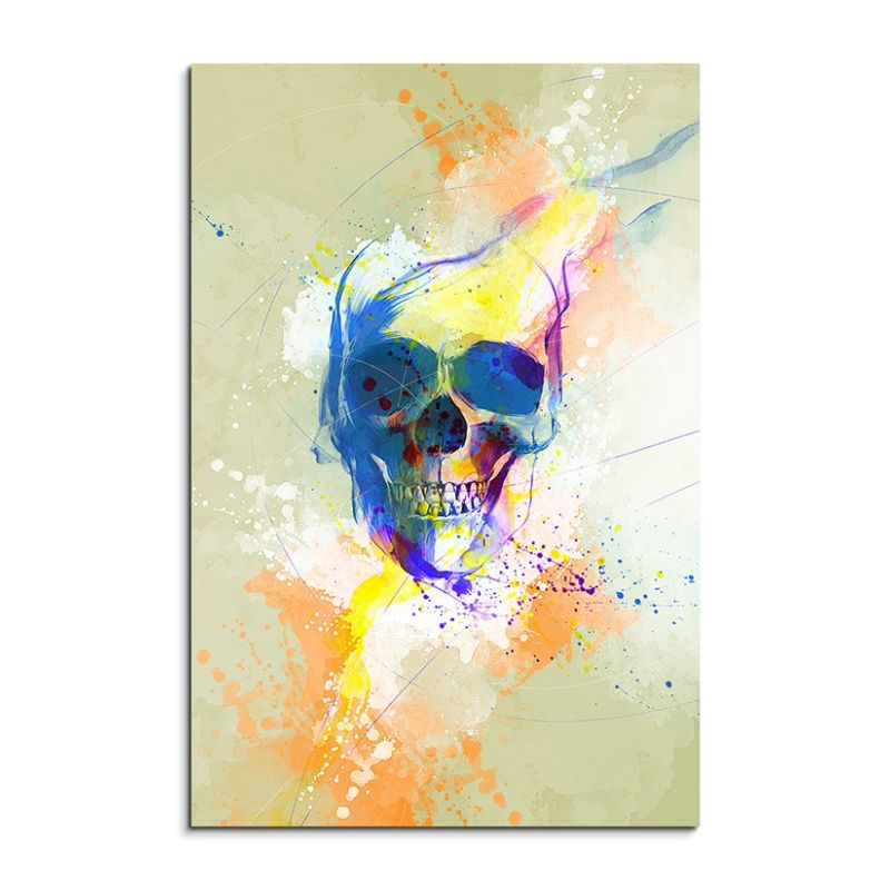 Totenkopf 90x60cm Aquarell Art Leinwandbild