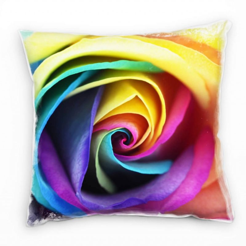 Macro, Blumen, Abstrakt, bunt, Rose Deko Kissen 40x40cm für Couch Sofa Lounge Zierkissen